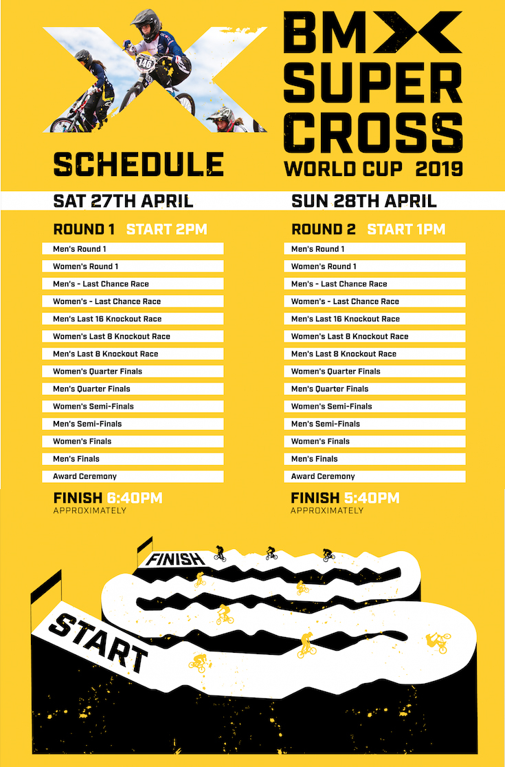 2019 UCI BMX Supercross World Cup / Manchester, UK - Schedule