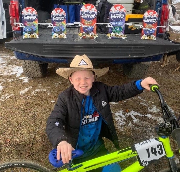 Preston Hammer lines up the trophies for Time2Shine at the 2022 Blue Ridge Nationals